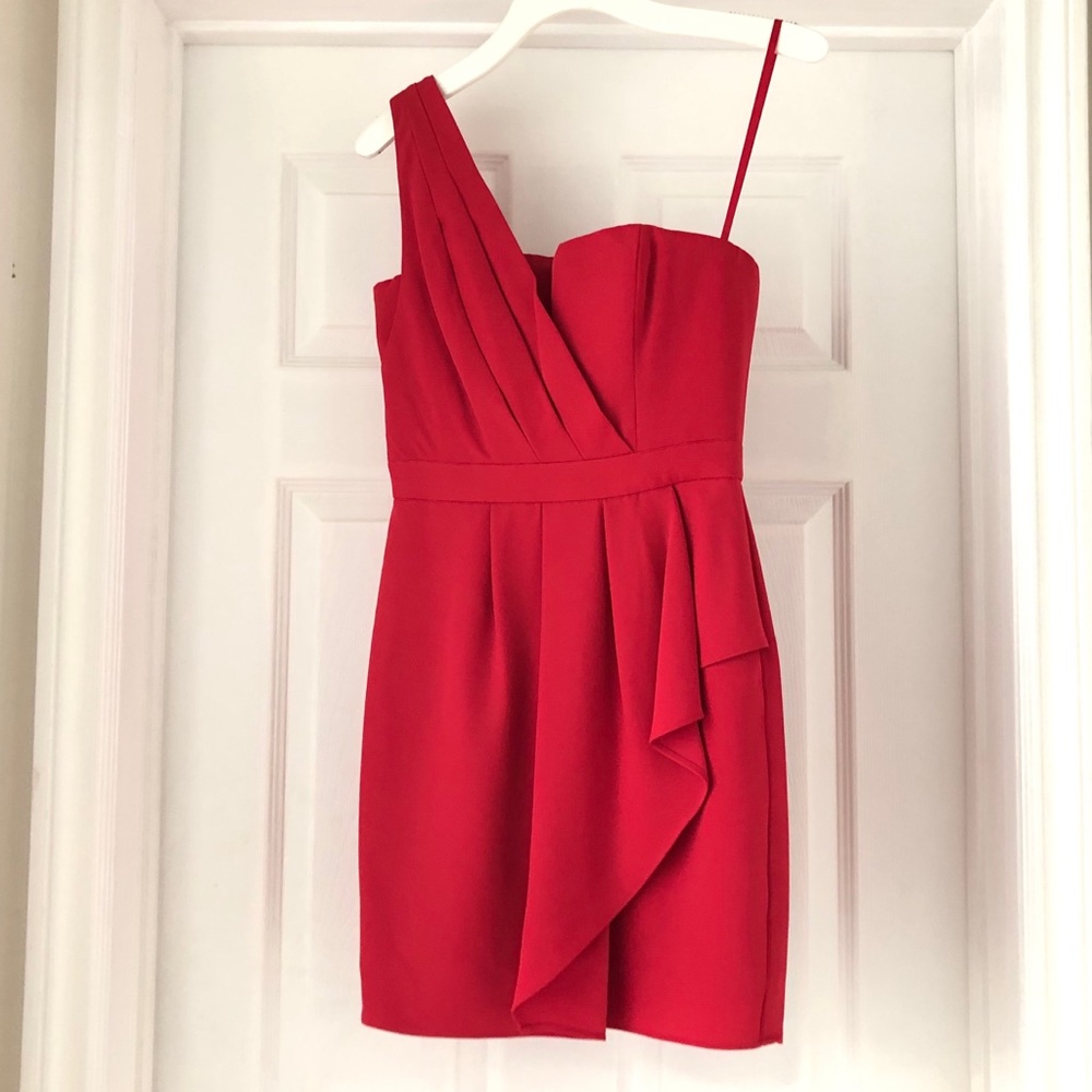 BCBGMAXAZRIA Red Asymmetrical Dress